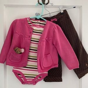 12-18 *vintage* Gymboree 3 piece set cardigan + bodysuit + pants new old stock